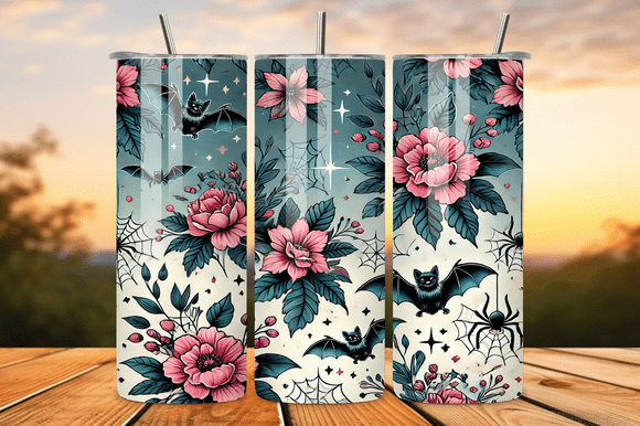 Download Cute Spooky Bats Pink Halloween Tumbler - Halloween Collection
