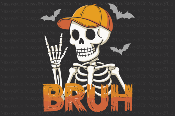 Download Skeleton Bruh Spooky Bats Halloween PNG - Halloween Collection