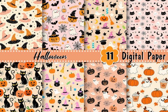 Download Hand Drawn Halloween Digital Paper - Halloween Collection