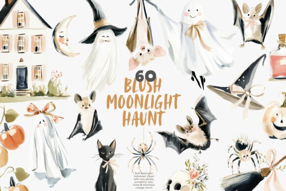 Download Soft Blush Halloween Clipart Bundle - Halloween Collection