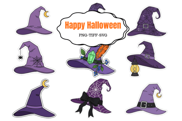 Download Purple Halloween Hat's Set Pack 2 - Halloween Collection