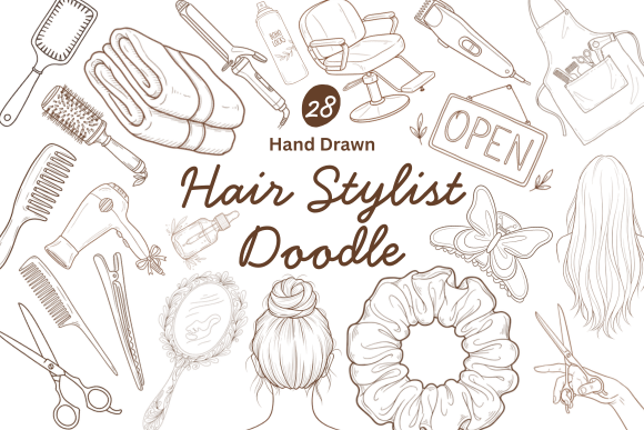 Download 28 Hand Drawn Hair Stylist Doodles - Doodles Collection