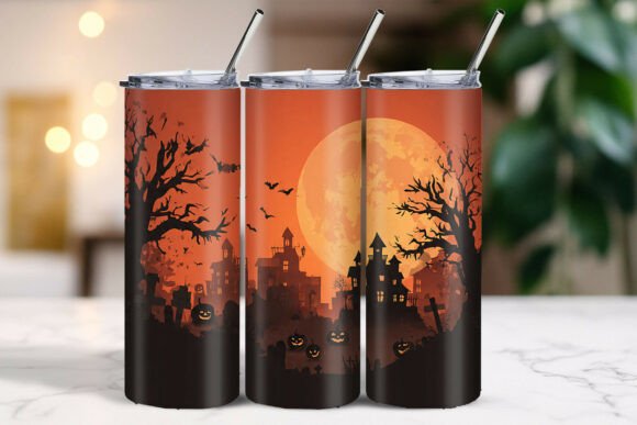 Download Haunted Halloween Background Tumbler Wrap - Halloween Collection