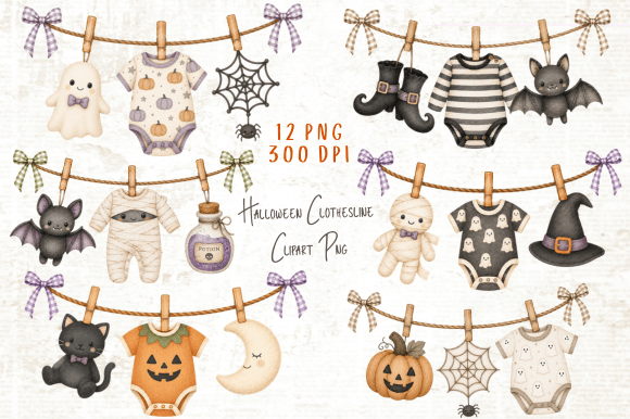 Download Halloween Clothesline Clipart PNG - Halloween Collection