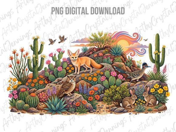 Download Watercolor Desert Animals Folk Art PNG - Desert Collection