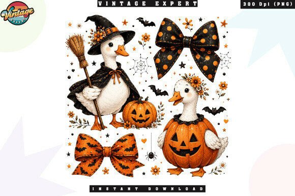 Download Orange Bow Halloween Goose PNG - Halloween Collection