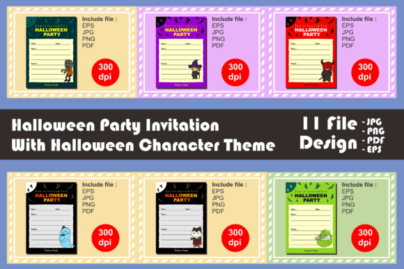 Download 11 Halloween Party Invitation Design Set - Halloween Collection