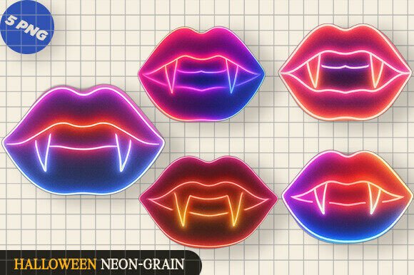 Download Halloween Neon-grain Vampire Lips Bundle - Halloween Collection