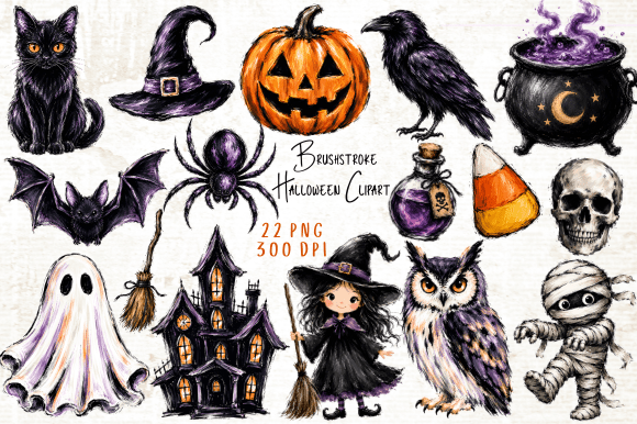 Download Brushstroke Halloween Clipart PNG - Halloween Collection