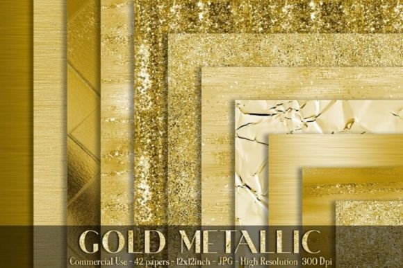 Download Bright Gold Metallic Digital Papers - Gold Collection