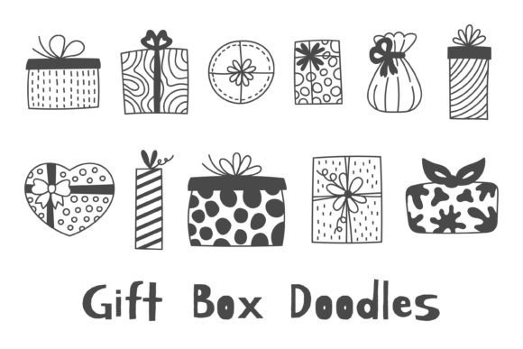 Download Gift Box Doodles Line Present Clipart - Doodles Collection