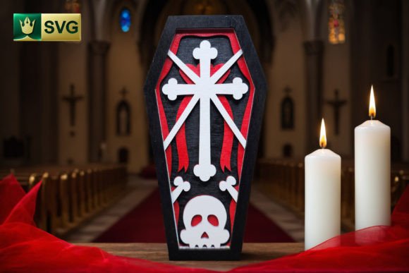Download Halloween Coffin V6 | Cross 3D SVG - Halloween Collection