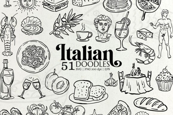 Download Hand-Drawn Italian Doodles - Doodles Collection