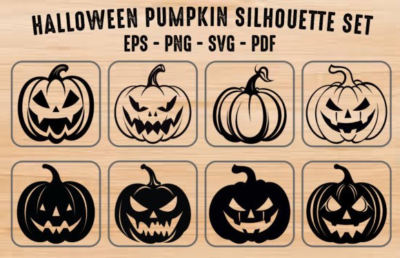 Download Halloween Scary Pumpkin Silhouette Set - Halloween Collection