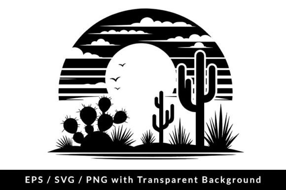 Download Desert Landscape with Cactus SVG PNG EPS - Desert Collection