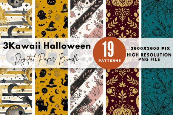 Download Kawaii Halloween Digital Paper Bundle - Halloween Collection