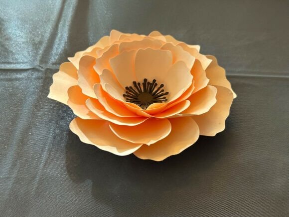 Download 3D Peach Paper Flower Template DIY Floral Decor - Template Collection