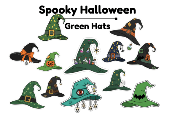 Download Green Spooky Halloween Hats Clipart Pack - Halloween Collection