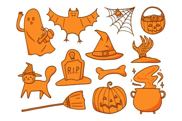 Download Cute Halloween Doodle Elements Set Pack - Halloween Collection