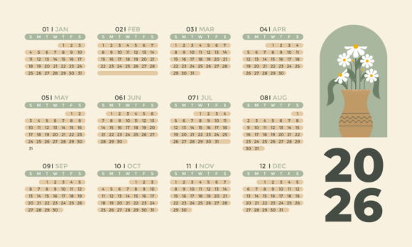Download 2026 Neutral Tones Minimalist Calendar - Minimal Collection