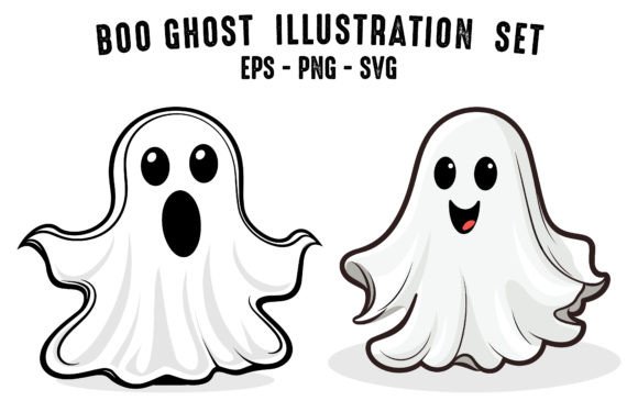 Download Halloween Cute Boo Ghost Vector Set - Halloween Collection