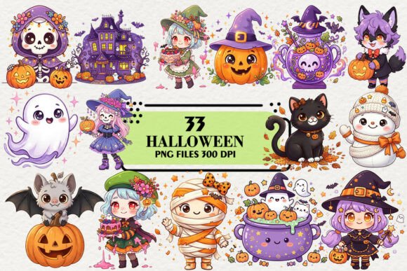 Download Kawaii Purple Halloween Fall Clipart - Halloween Collection