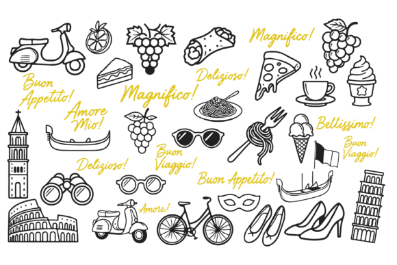 Download Retro Italian Summer Hand Drawn Doodles - Doodles Collection
