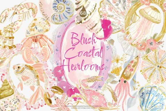 Download Blush Gold Coastal Clipart Set - Gold Collection